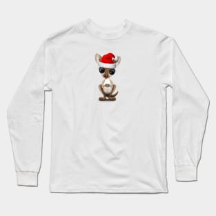 Christmas Kangaroo Wearing a Santa Hat Long Sleeve T-Shirt